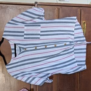 Backyard Stripe Tie Top - Time and Tru